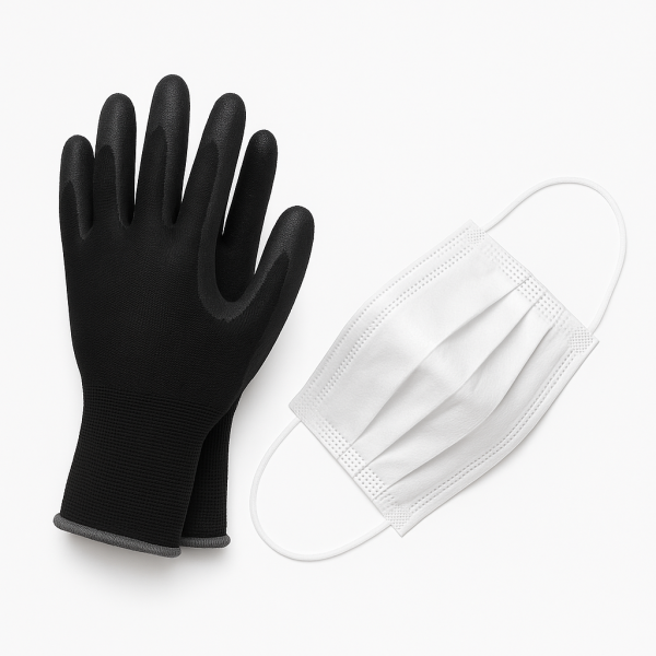 Protective Work Gloves & Mask Set – Durable Grip Gloves with Breathable Face Mask