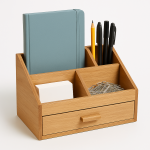 Wooden Desktop Organizer with Compartments & Drawer