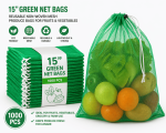 15" Green Net Bags – Reusable Non-Woven Mesh Produce Bags for Fruits & Vegetable - Image 2