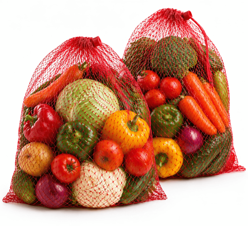 15" Red Net Bags – Durable Non-Woven Mesh Produce Bags for Fruits & Vegetables